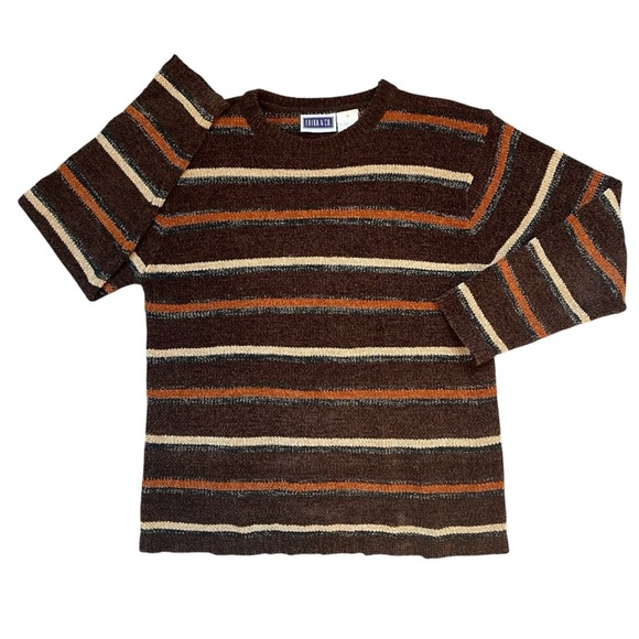 Vintage Sweaters - Vintage 90s Erika & Co. Striped Knit Pullover Sweater Size Medium